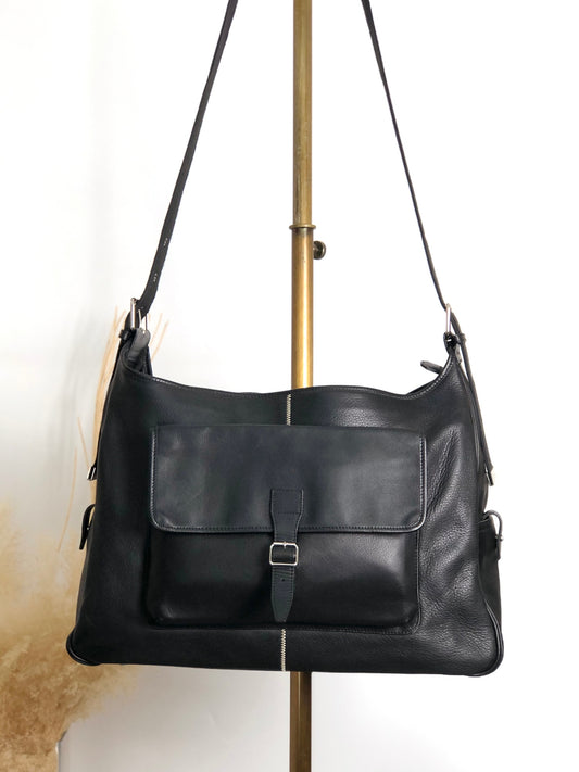 BURBERRY Front Buckle Shoulder bag Black Vintage tpmx3y