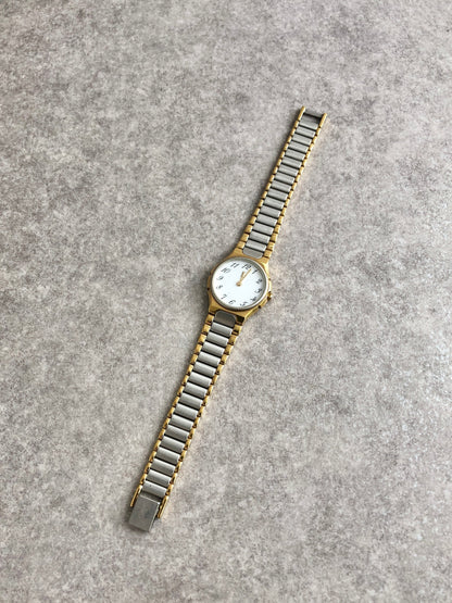 Yves Saint Laurent YSL Logo Quartz Watch Silver×Gold Vintage uevfdd