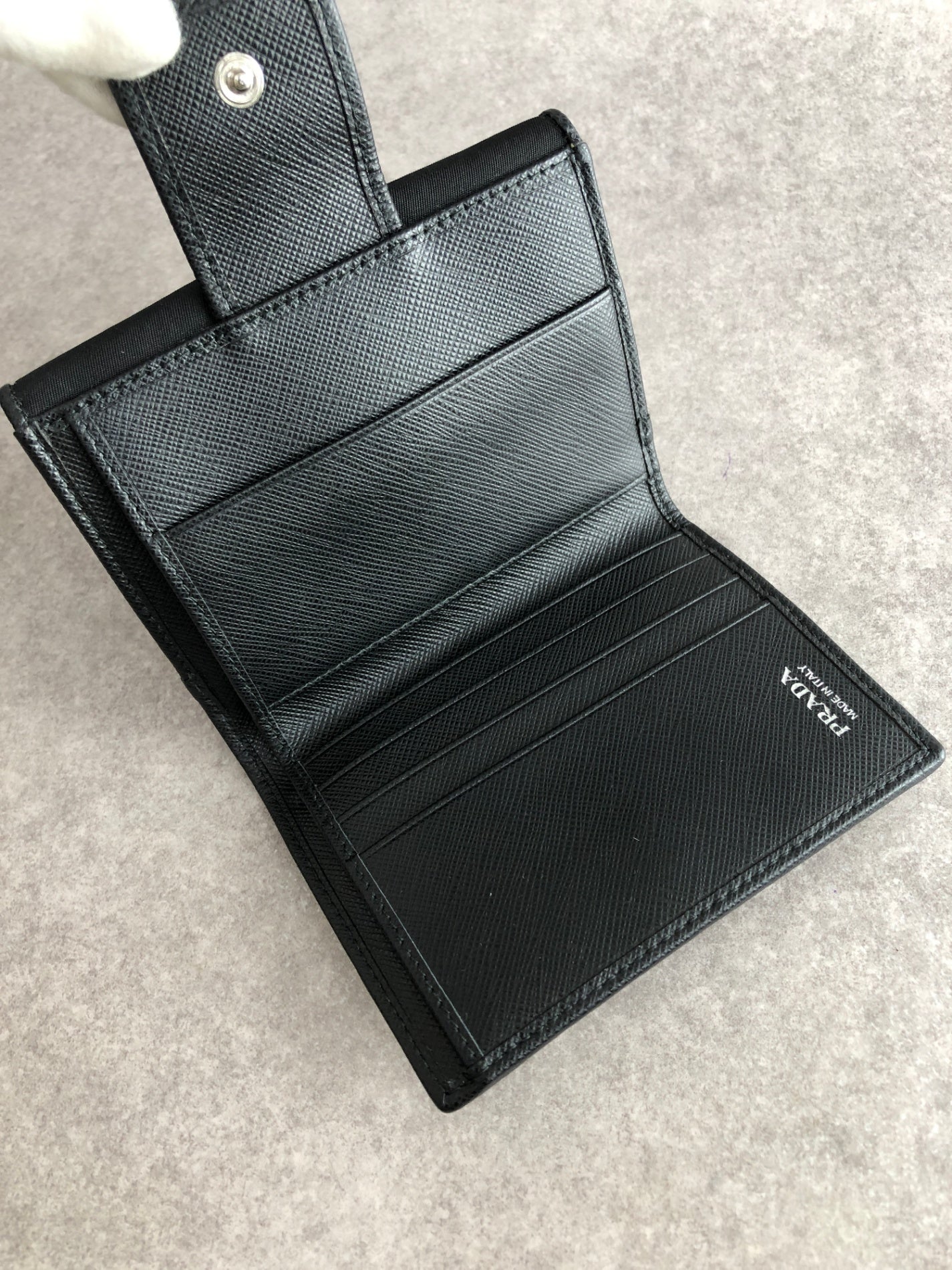 PRADA Tessuto Triangle Logo Folded Wallet Black Vintage bg5sit