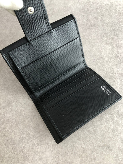 PRADA Tessuto Triangle Logo Folded Wallet Black Vintage bg5sit