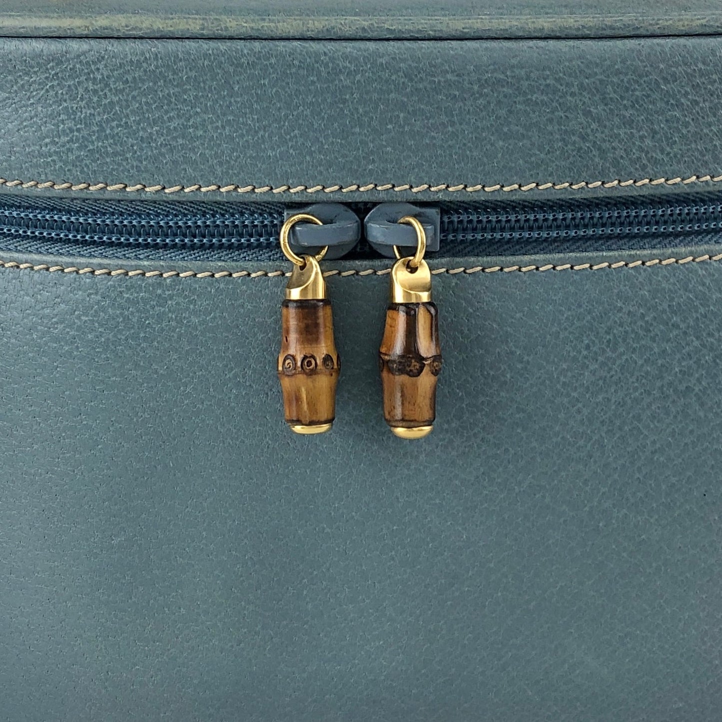 GUCCI Bamboo Handbag Vanity bag Blue Vintage 8rhwf4