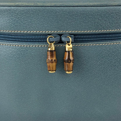 GUCCI Bamboo Handbag Vanity bag Blue Vintage 8rhwf4
