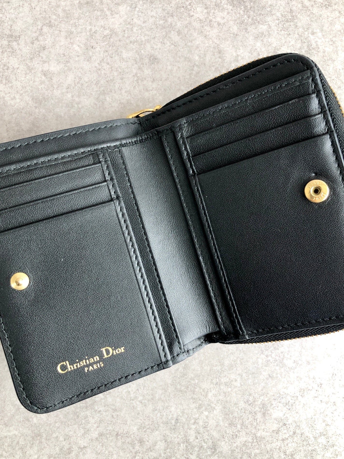 Christian Dior Cannage Folded Wallet Black Vintage j7yntp