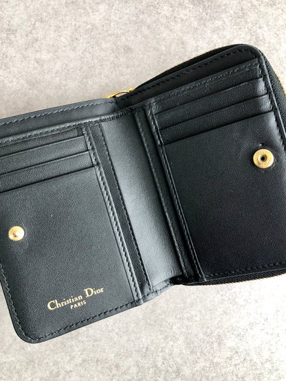 Christian Dior Cannage Folded Wallet Black Vintage j7yntp