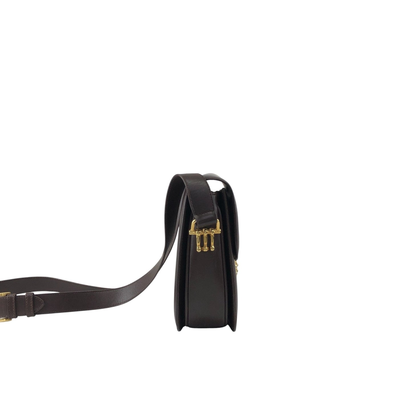 CELINE Horse Bit Flap Shoulder bag Brown Vintage 7atjbx