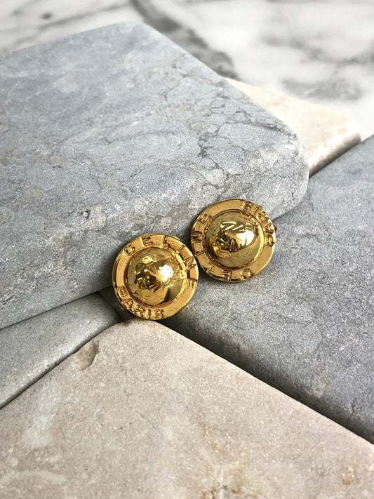 CELINE Starball Earrings Gold Vintage 77txbf