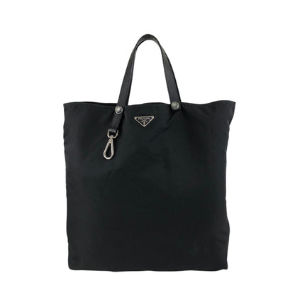 PRADA Tessuto Triangle Logo Handbag Totebag Black Vintage 7gtv72