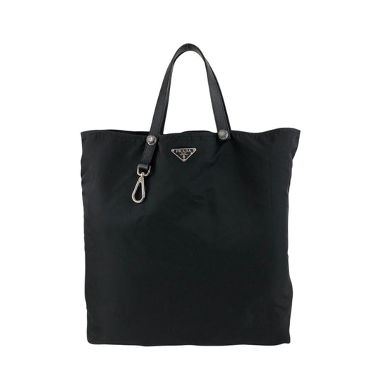 PRADA Tessuto Triangle Logo Handbag Totebag Black Vintage 7gtv72