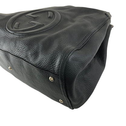 GUCCI Logo Embossed Tassel Shoulder bag Hobobag Black Vintage p2pw3n