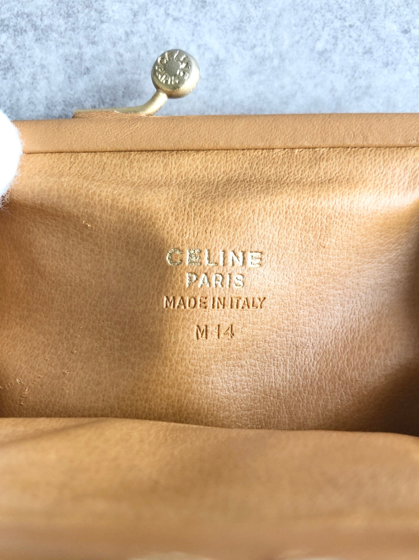 CELINE Macadam Blason Coin Purse Beige Vintage u2h6sg