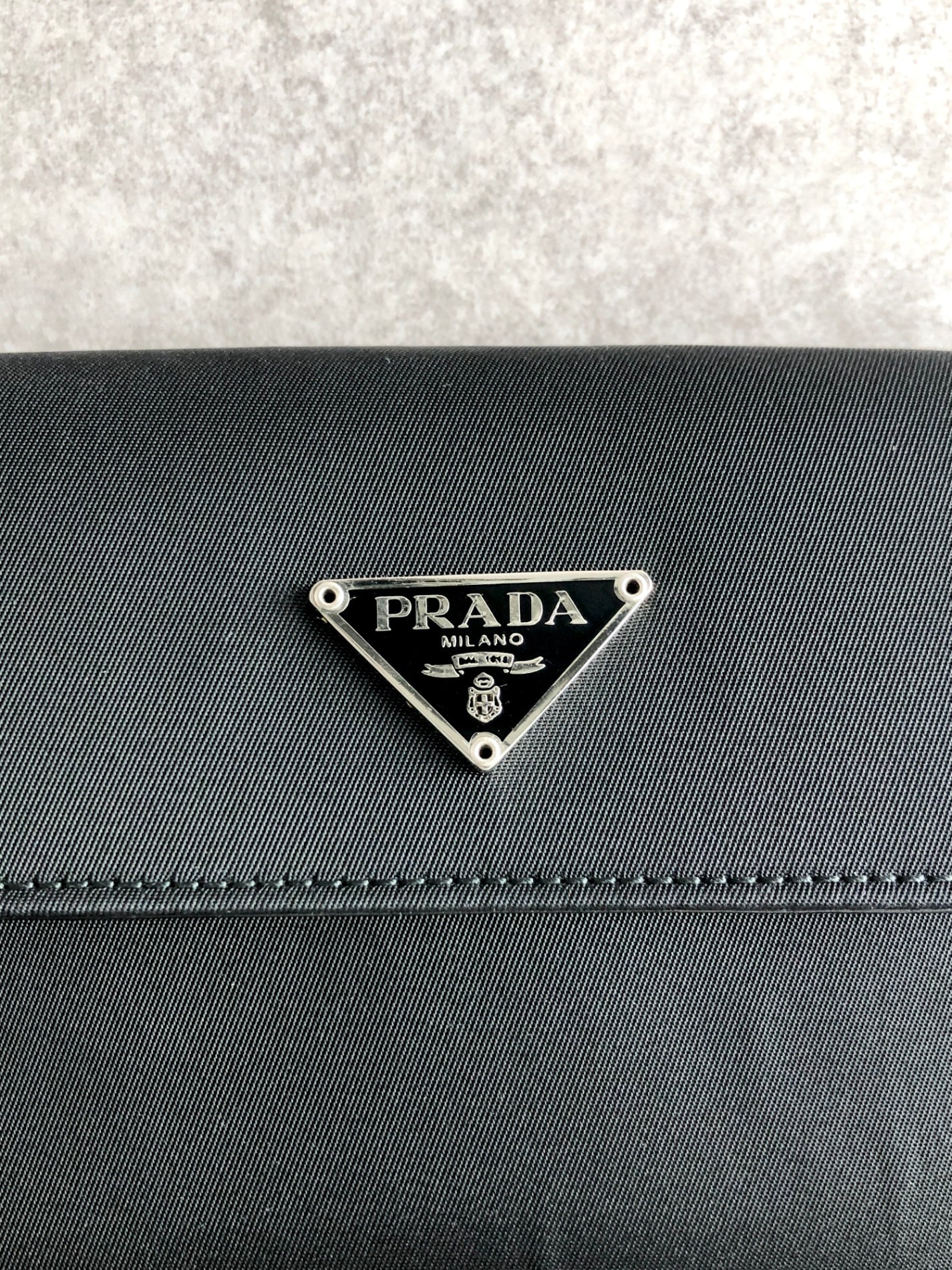 PRADA Triangle Logo Folded Wallet Black Vintage h2h6ub