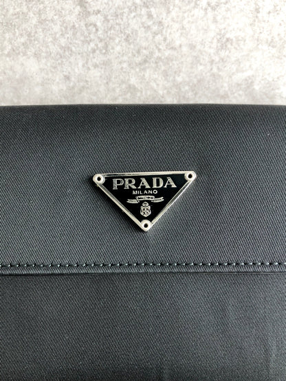 PRADA Triangle Logo Folded Wallet Black Vintage h2h6ub