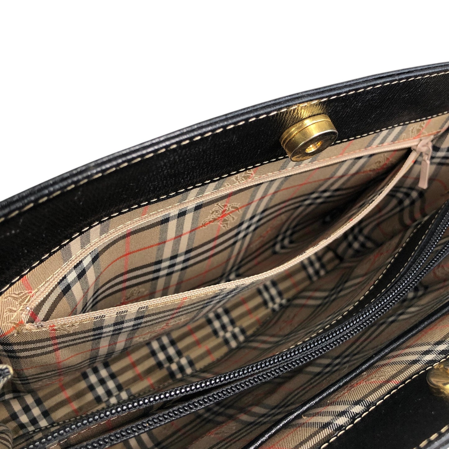 BURBERRY Logo Handbag Totebag Black Vintage 22n2xt