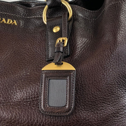 PRADA Logo Two-way Handbag Shoulder bag Brown Vintage ujn2cg
