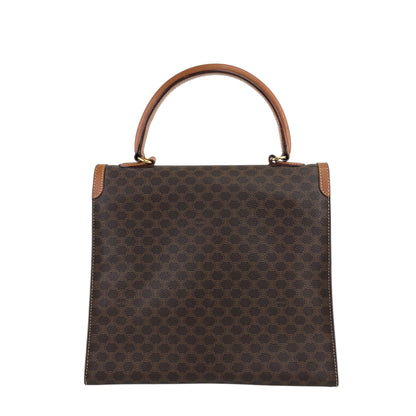 CELINE Macadam Gancini Top Handle Handbag Brown Vintage af3ben