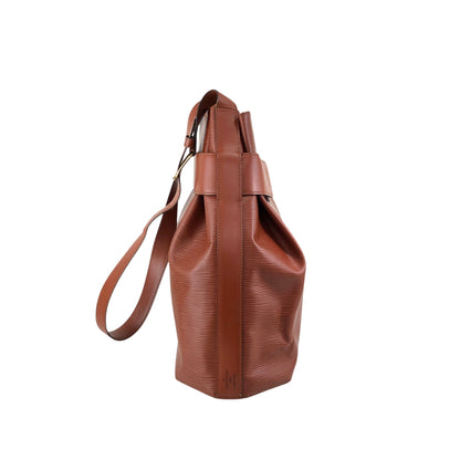 LOUIS VUITTON Epi Drawstring Shoulder bag Brown Vintage 7sxwmb