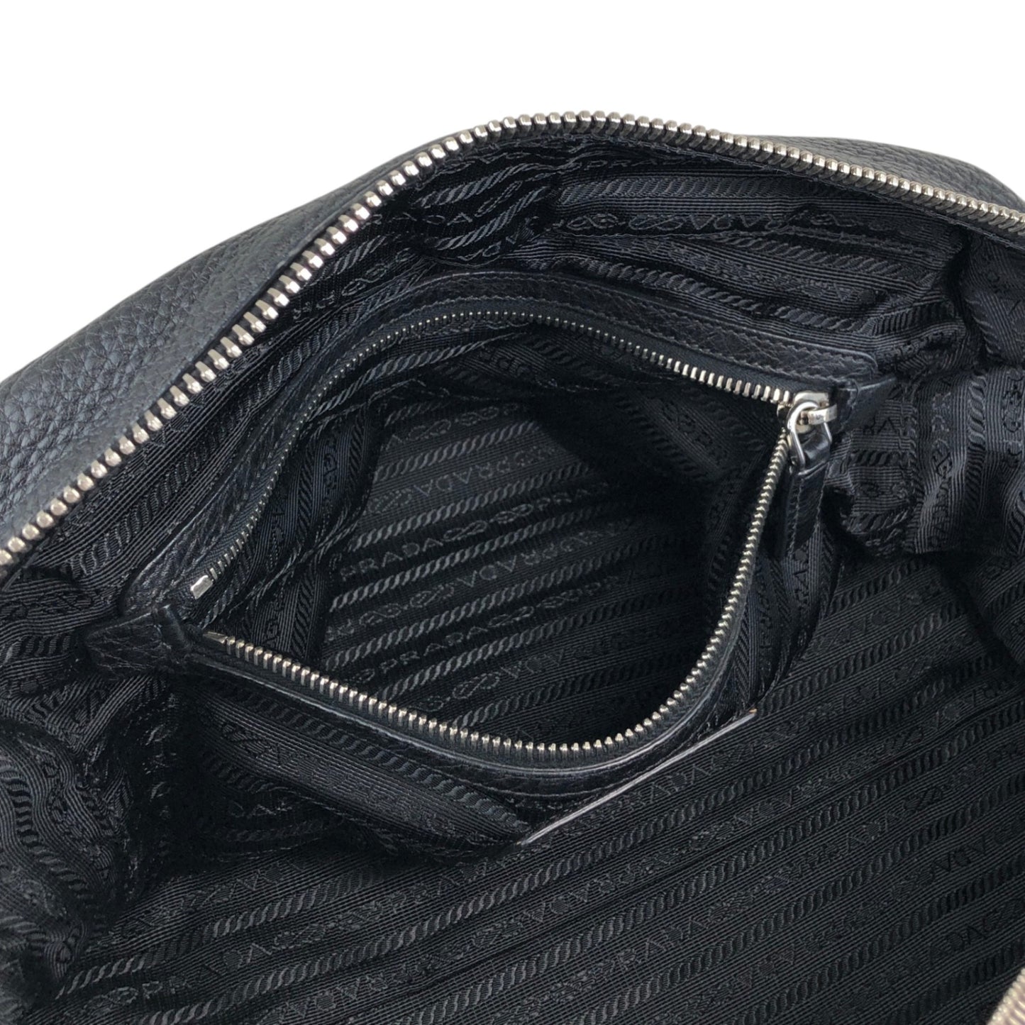 PRADA Logo Embossed Small Boston bag Handbag Black Vintage 2nb76v