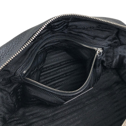 PRADA Logo Embossed Small Boston bag Handbag Black Vintage 2nb76v