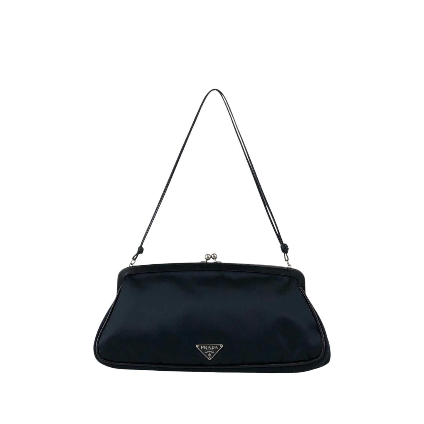 PRADA Tessuto Triangle Logo Small Handbag Black Vintage mygrbb
