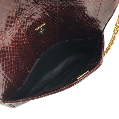 CELINE Two-way Handbag Chain Shoulder bag Brown Vintage 2b68me