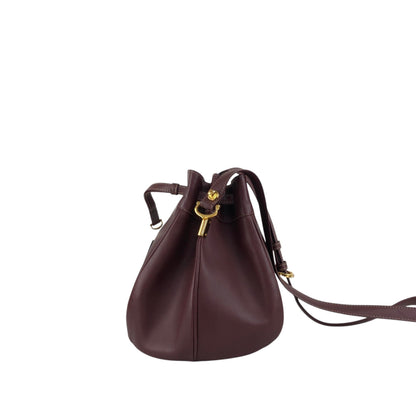 Cartier Logo Embossed Drawstring Shoulder bag Bordeaux Vintage 4by856