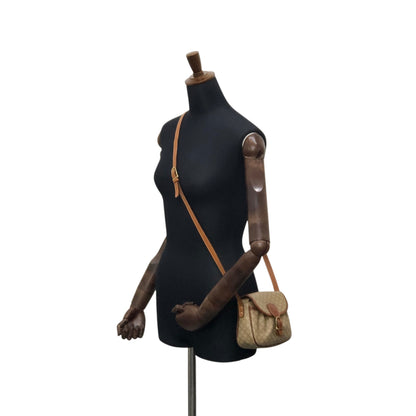 CELINE Macadam Front Buckle  Shoulder bag Beige Vintage hx87nm