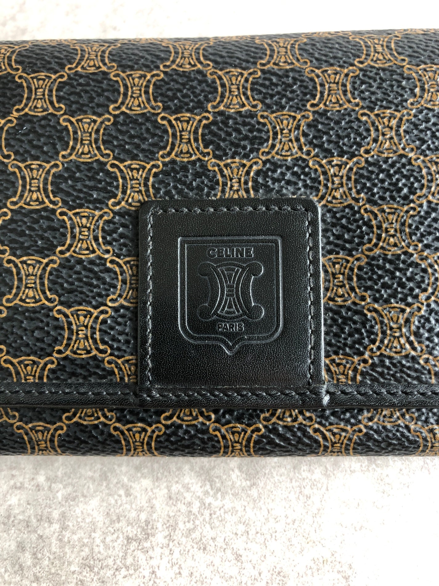 CELINE Macadam Blason Long Wallet Black Vintage d3z87w