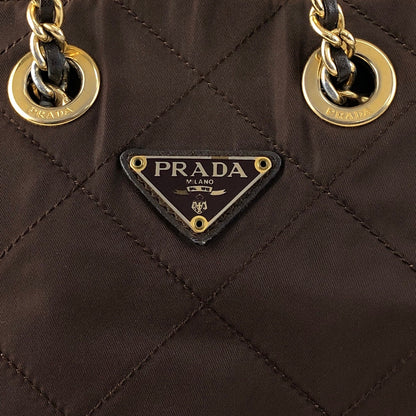 PRADA Triangle Logo Chain Shoulder bag Brown Vintage da3gbv