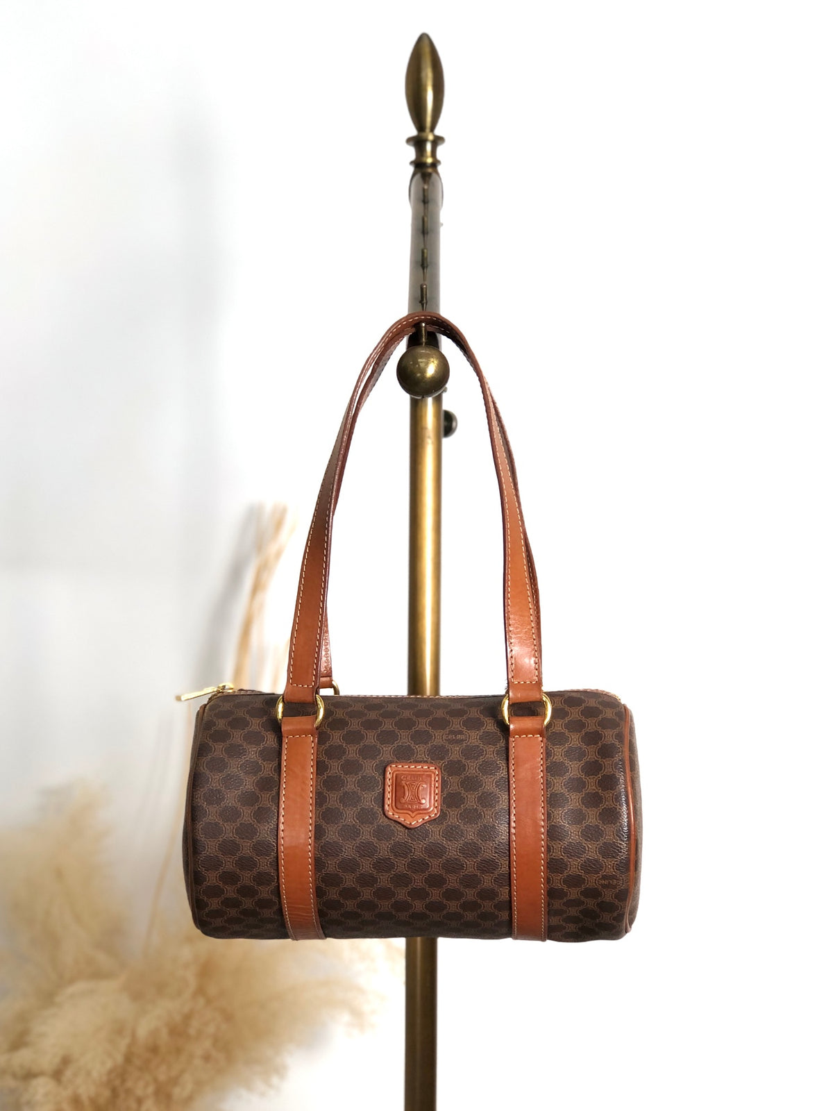 CELINE Macadam Blason Handbag Brown Vintage d6ntg2