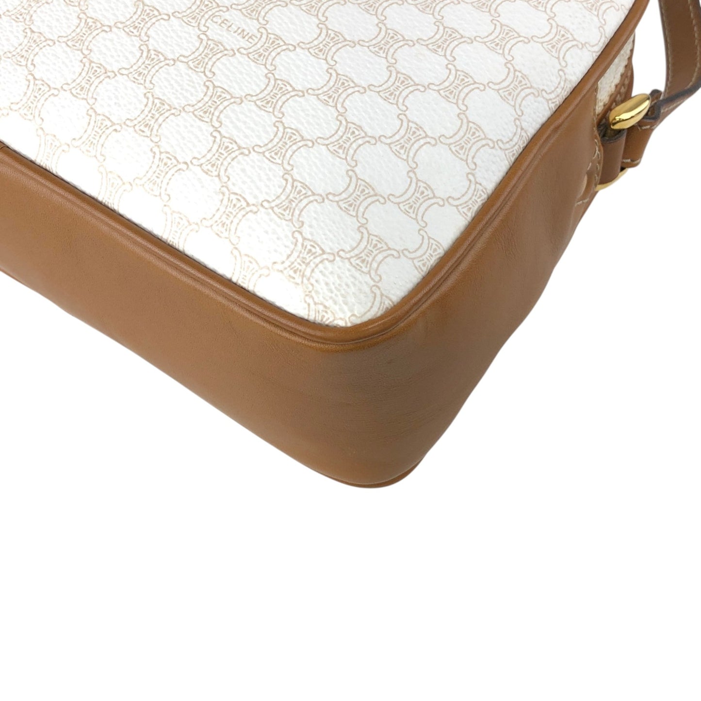 CELINE Macadam Horse Bit Shoulder bag White Vintage wbvsb7