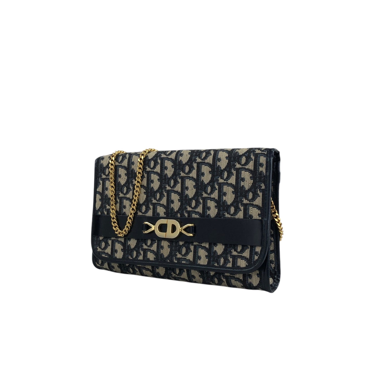 Christian Dior Trotter Chain Shoulder bag Navy Vintage rphic5