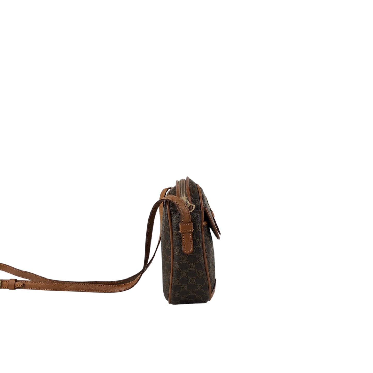 CELINE Macadam Front Buckle Shoulder bag Brown Vintage htiyru