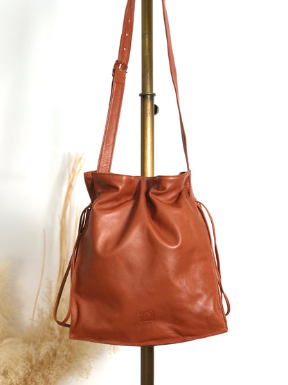 LOEWE Anagram Drawstring Shoulder bag Brown Vintage pyzej6