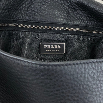 PRADA Logo Embossed Front Buckle Shoulder bag Black Vintage u2jbxr
