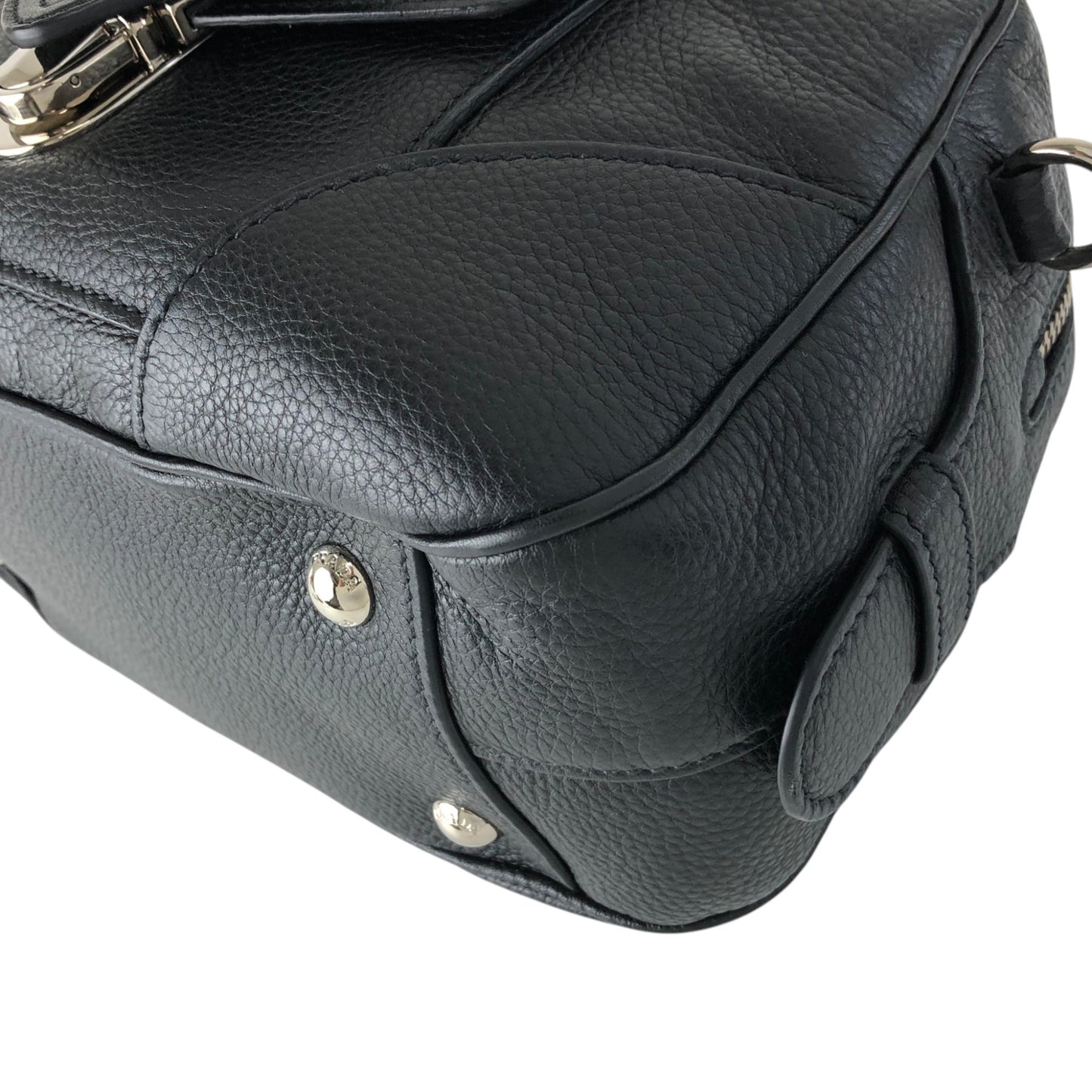 PRADA Logo Two-way Small Boston bag Shoulder bag Black Vintage 6yvxeb