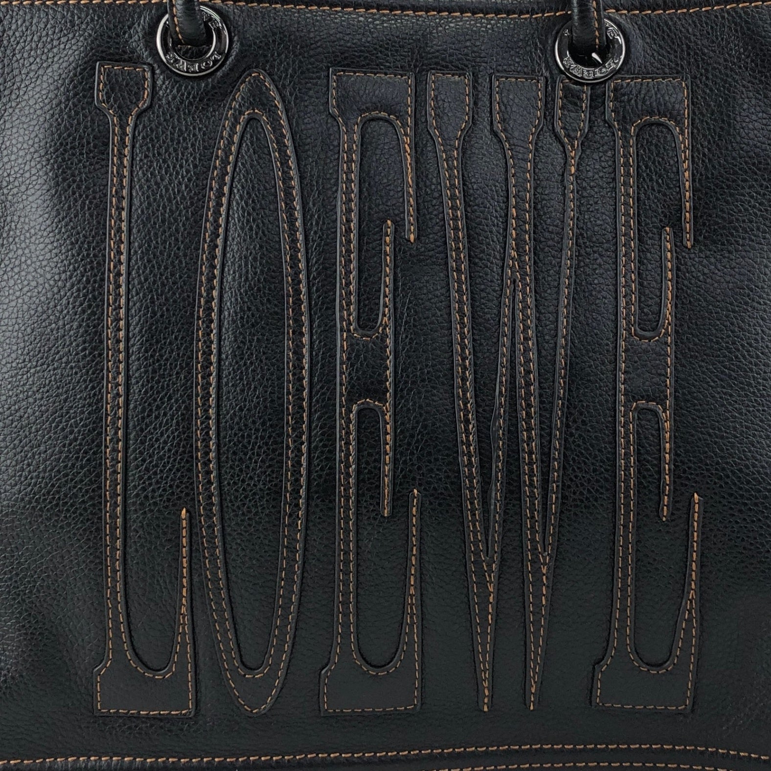 LOEWE Anagram Side Pocket Handbag Black Vintage ivzdgh