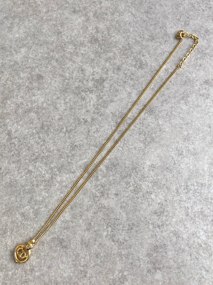 Christian Dior CD Logo Necklace Gold Vintage m7fwud