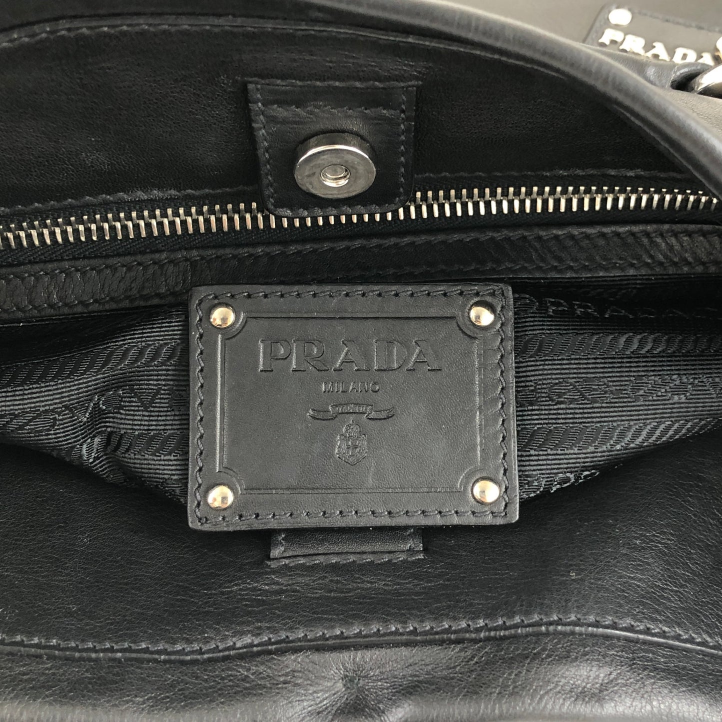 PRADA Logo Handbag Black Vintage 33emnt