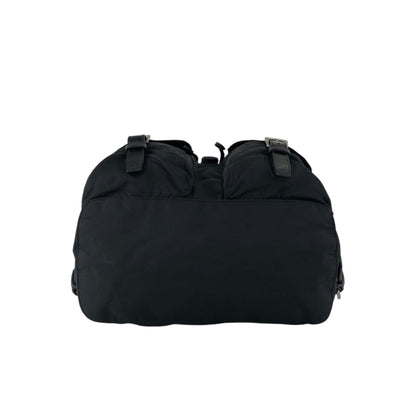 PRADA Tessuto Triangle Logo Double Pocket  Backpack Black Vintage 3pvjac
