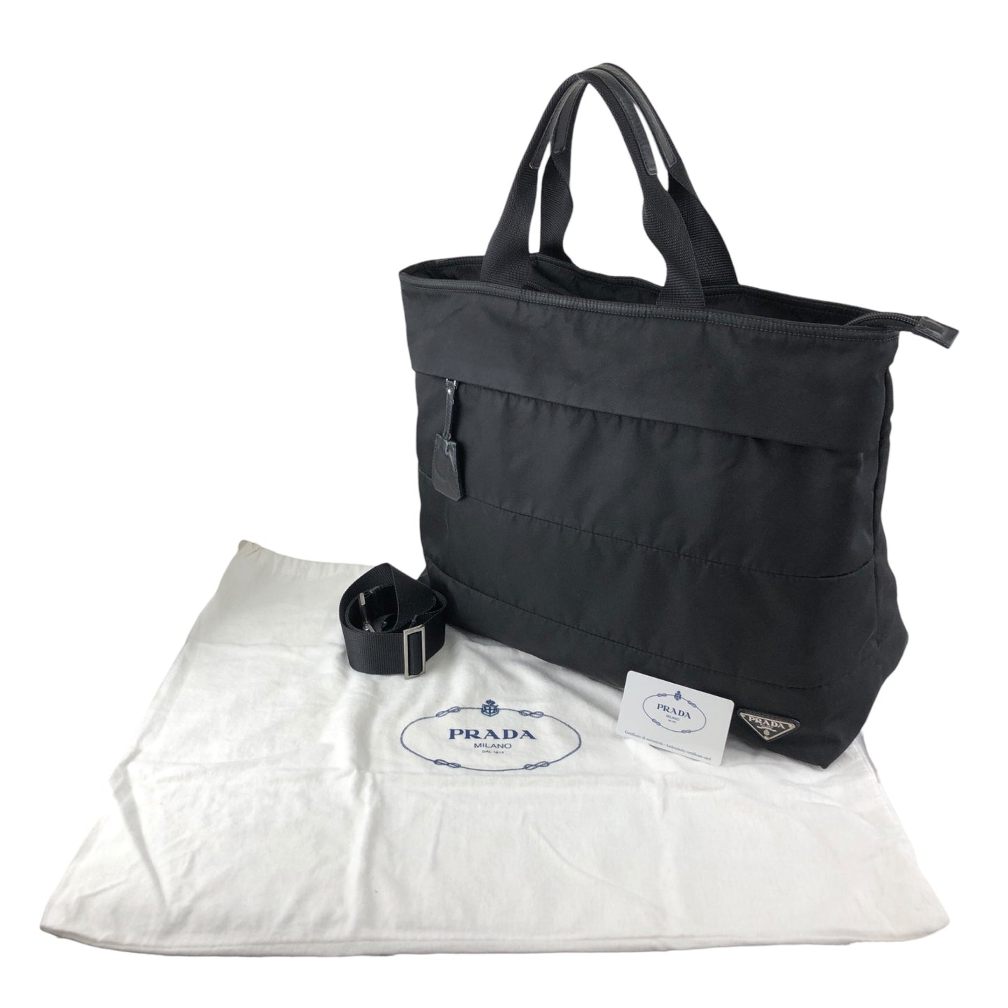 PRADA Tessuto Triangle Logo Two-way Handbag Shoulder bag Black Vintage 4s54ei