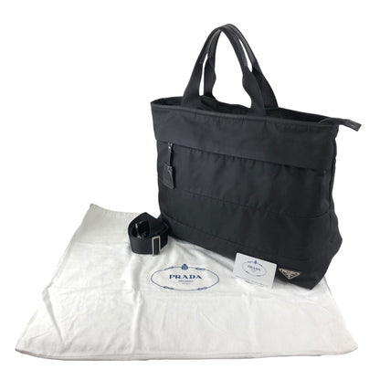 PRADA Tessuto Triangle Logo Two-way Handbag Shoulder bag Black Vintage 4s54ei