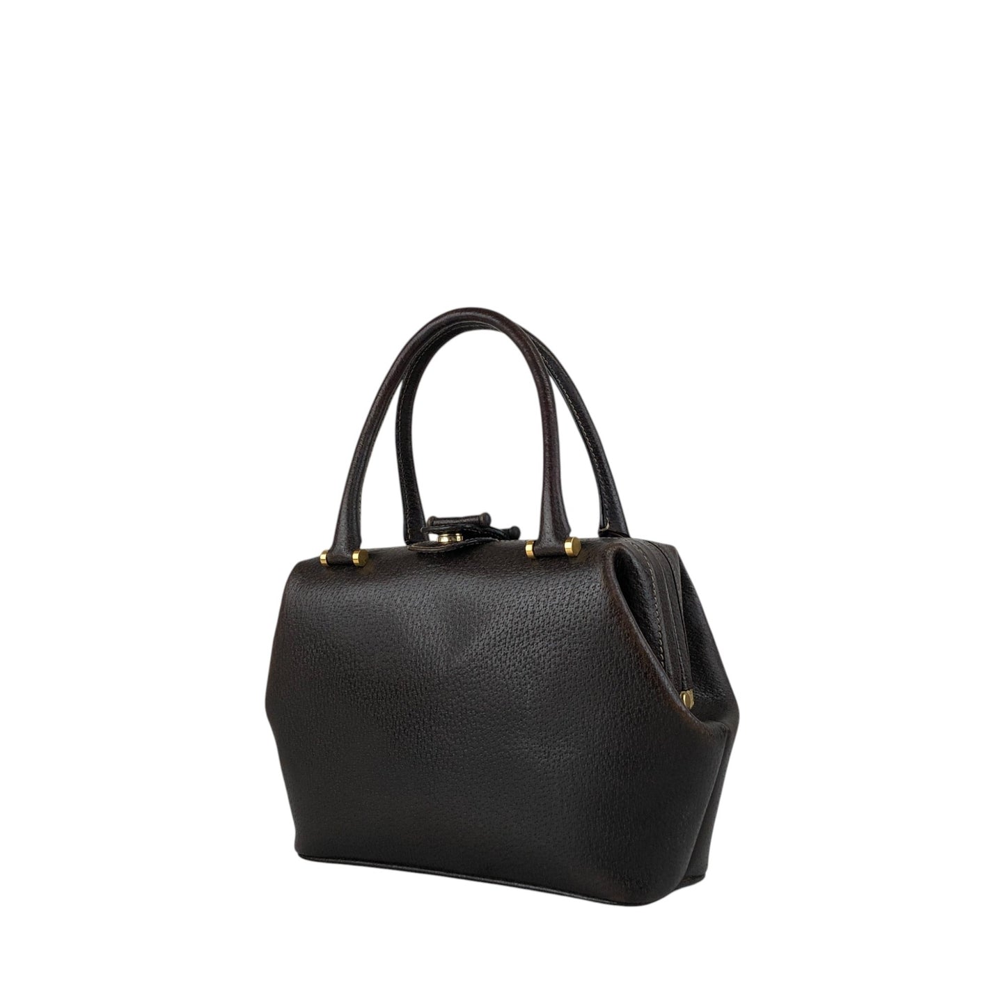 GUCCI Metal Clasp Handbag Brown Vintage fva3h4