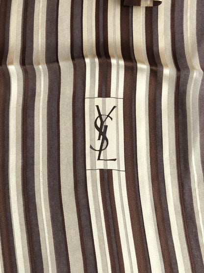 Yves Saint Laurent YSL Logo Scarf Brown Vintage m6dnrp