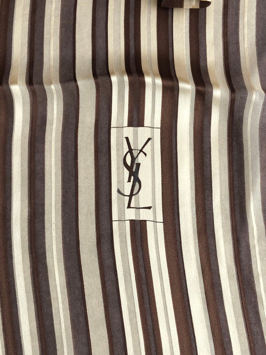 Yves Saint Laurent YSL Logo Scarf Brown Vintage m6dnrp