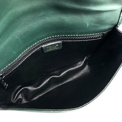 CELINE Gancini Flap Leather Shoulder bag Green Vintage mtmid2