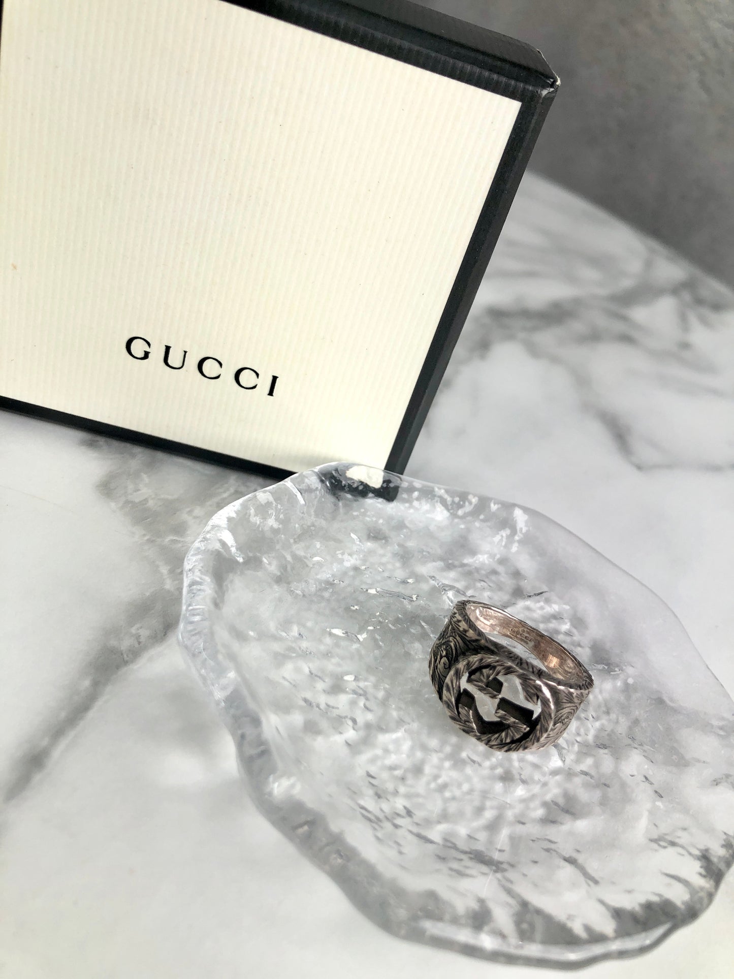 GUCCI Interlocking Logo Ring Silver Vintage xyje5m