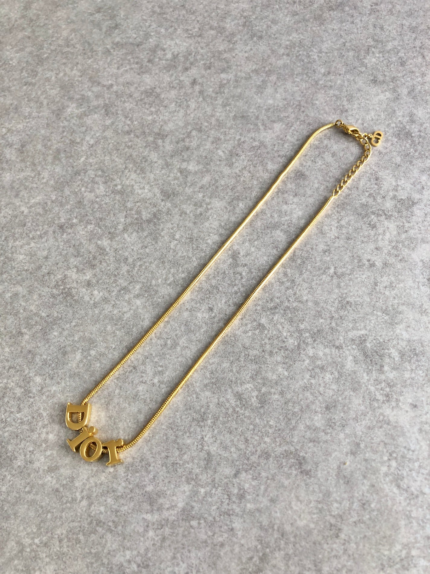 Christian Dior Logo Motif Necklace Gold Vintage irjb58