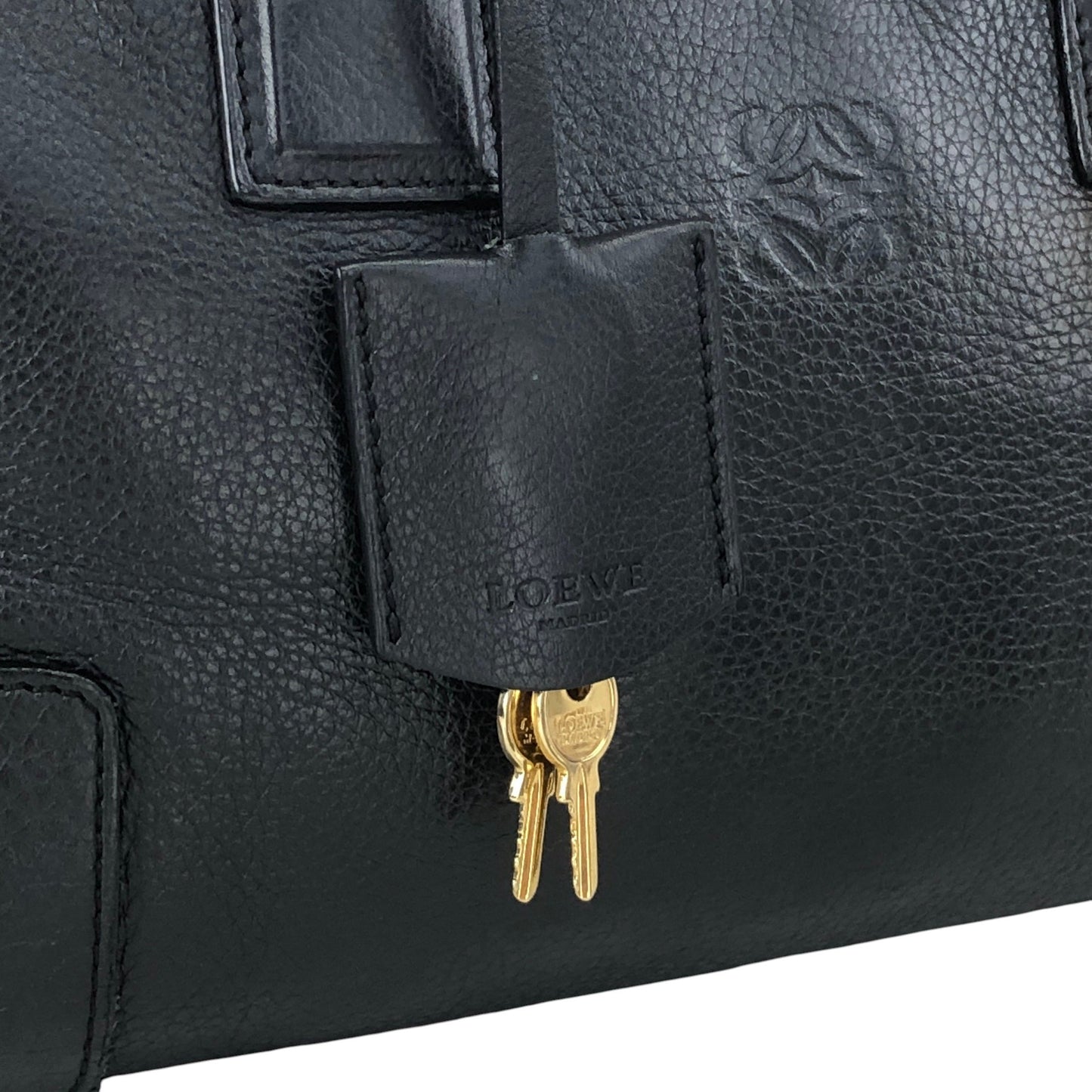 LOEWE Amazona28 Anagram Small Boston bag Handbag Black Vintage jti3x5