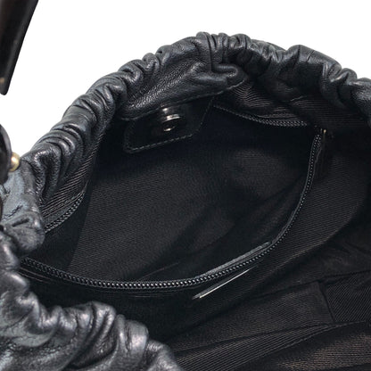 Salvatore Ferragamo Vala Ribbon Shoulder bag Hobobag Black Vintage bgm738