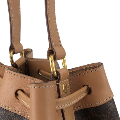 CELINE Macadam Blason Drawstring Shoulder bag Brown Vintage kvk5hf